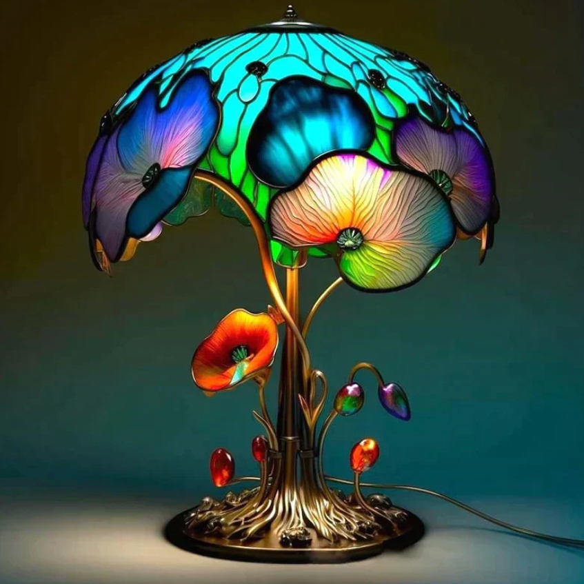 Lâmpada de Vitral Aconchegante – Luz Suave e Ambiente Aconchegante