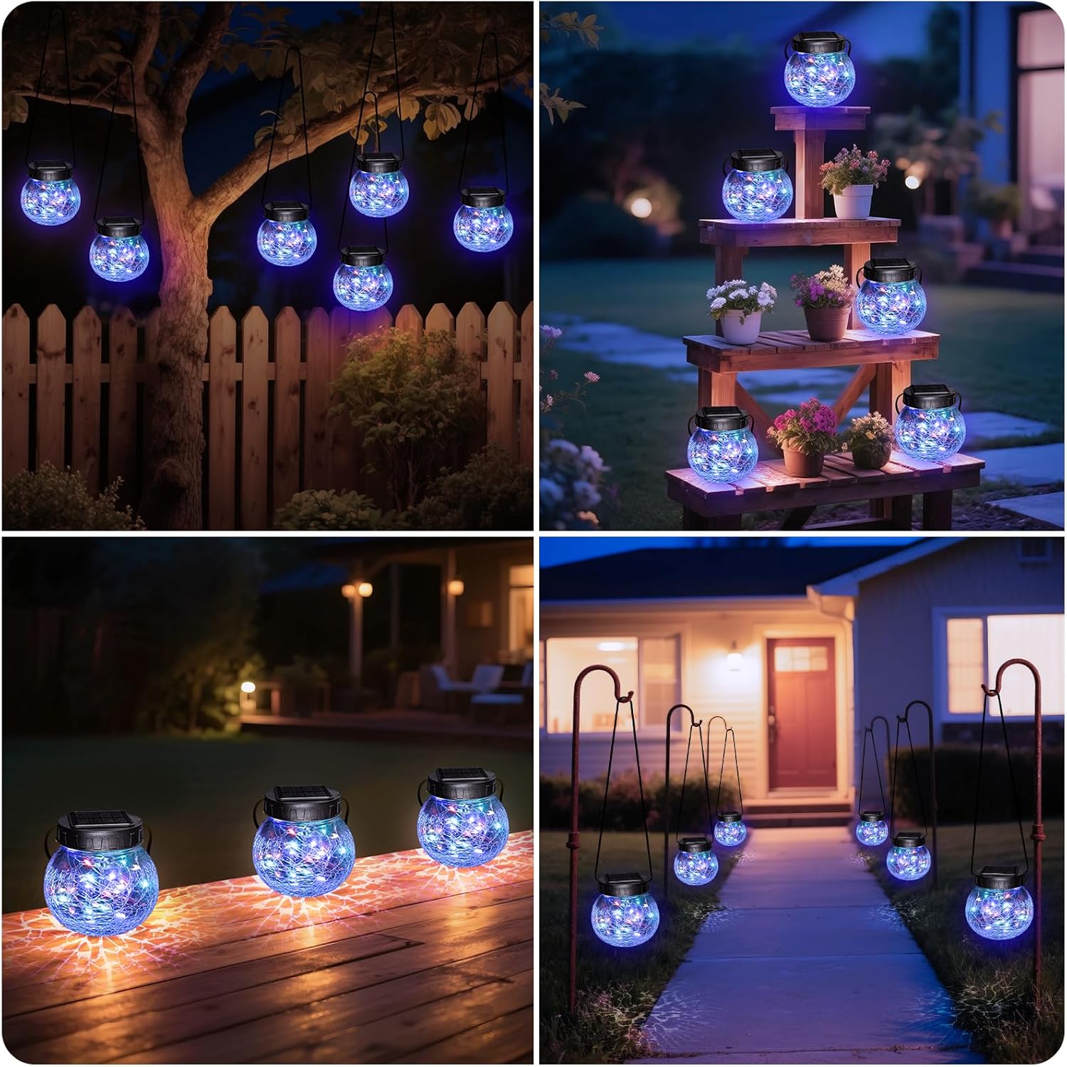 فانوس شمسي معلق — أناقة في زجاج متشقق