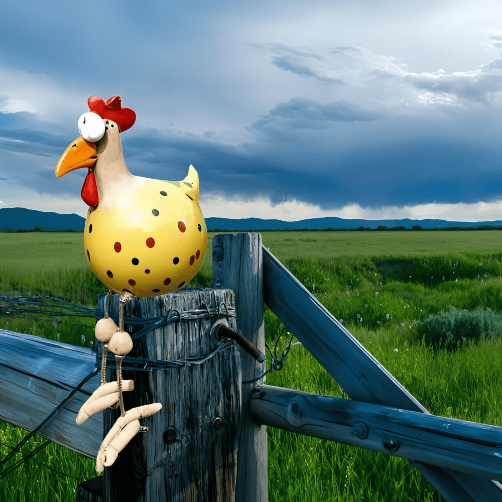 Socha kohúta s veľkými očami - originálna dekorácia a zábavné detaily