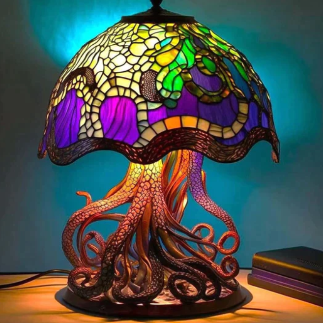 Lâmpada de Vitral Aconchegante – Luz Suave e Ambiente Aconchegante