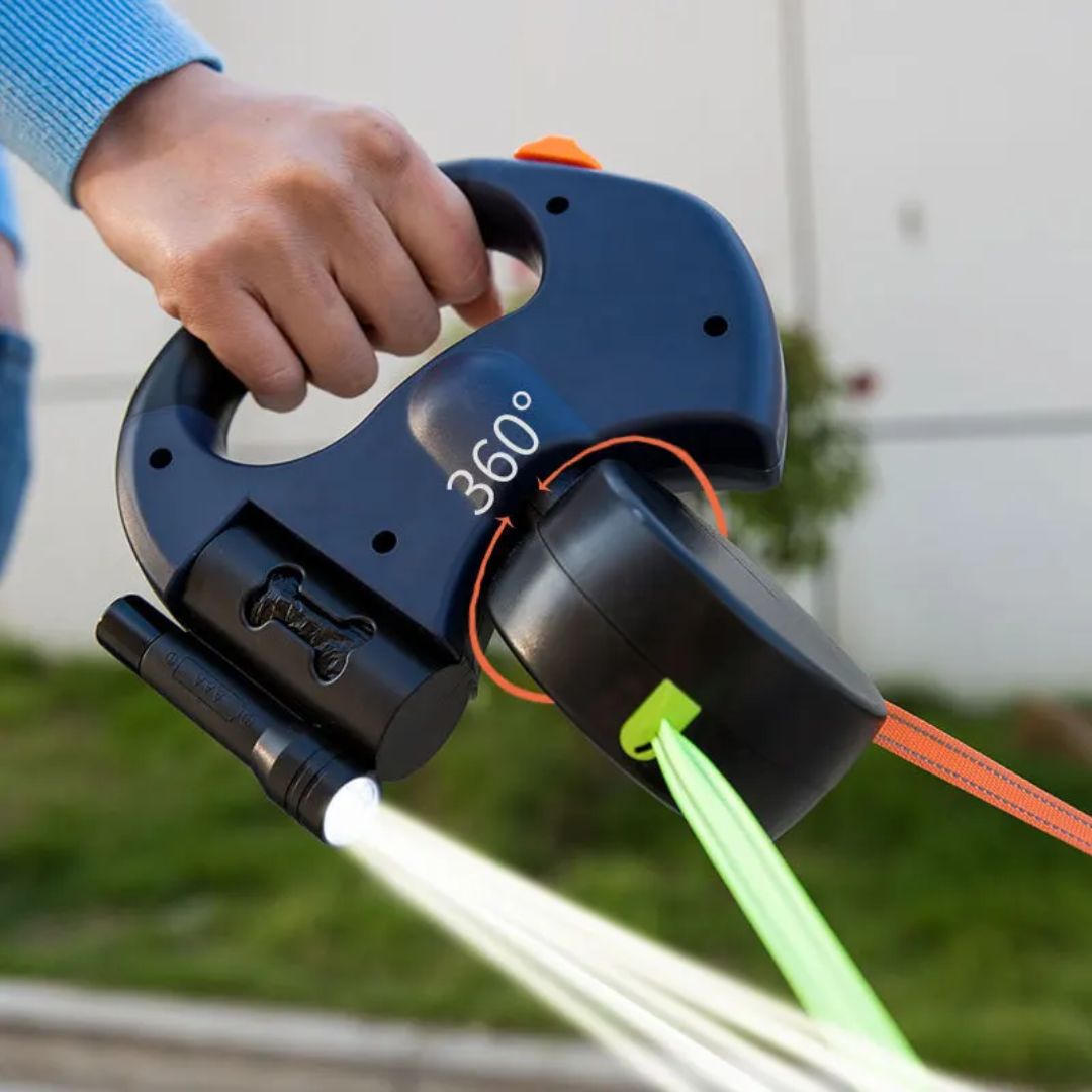 Lassie Doppelter Rückzug für Hunde – Mit LED-Lampe und Beutelspender