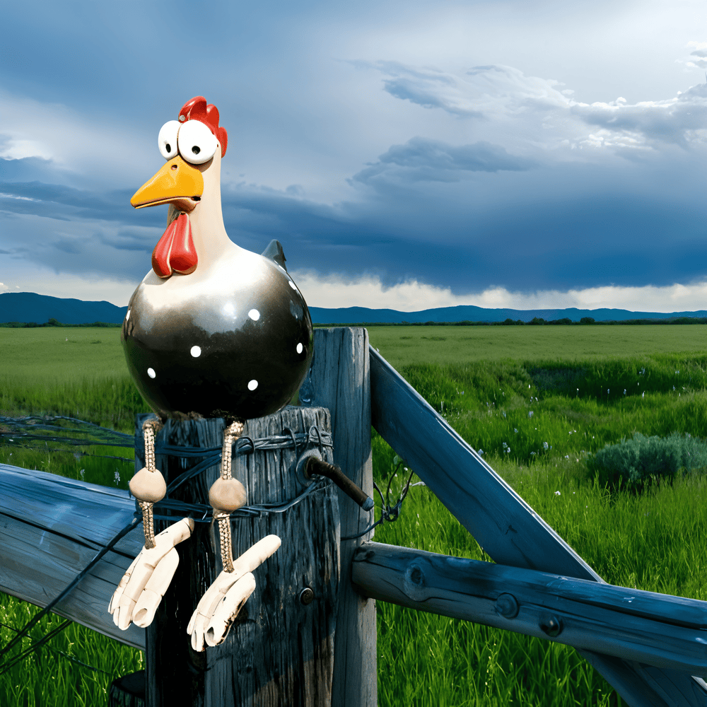 Socha kohúta s veľkými očami - originálna dekorácia a zábavné detaily