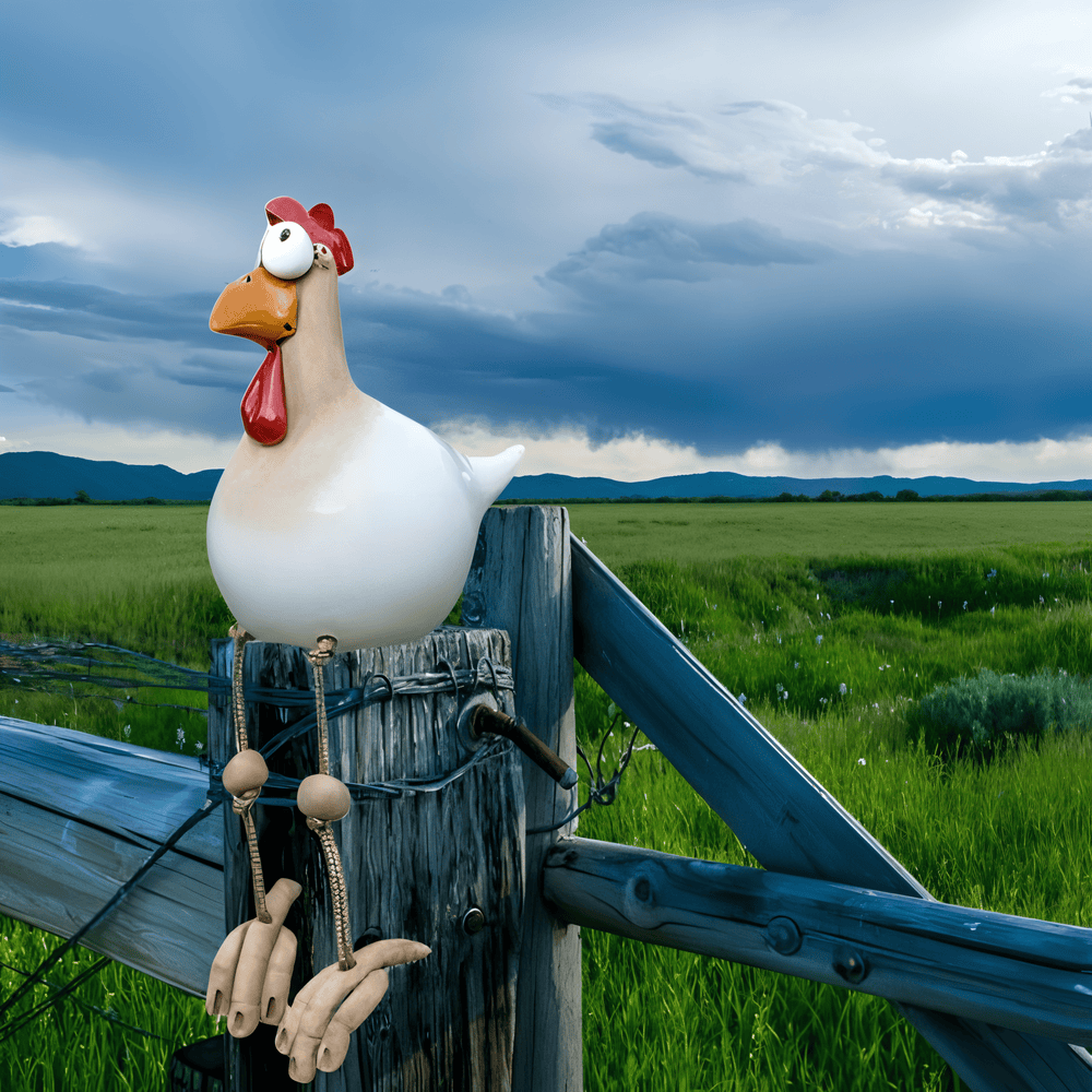 Socha kohúta s veľkými očami - originálna dekorácia a zábavné detaily