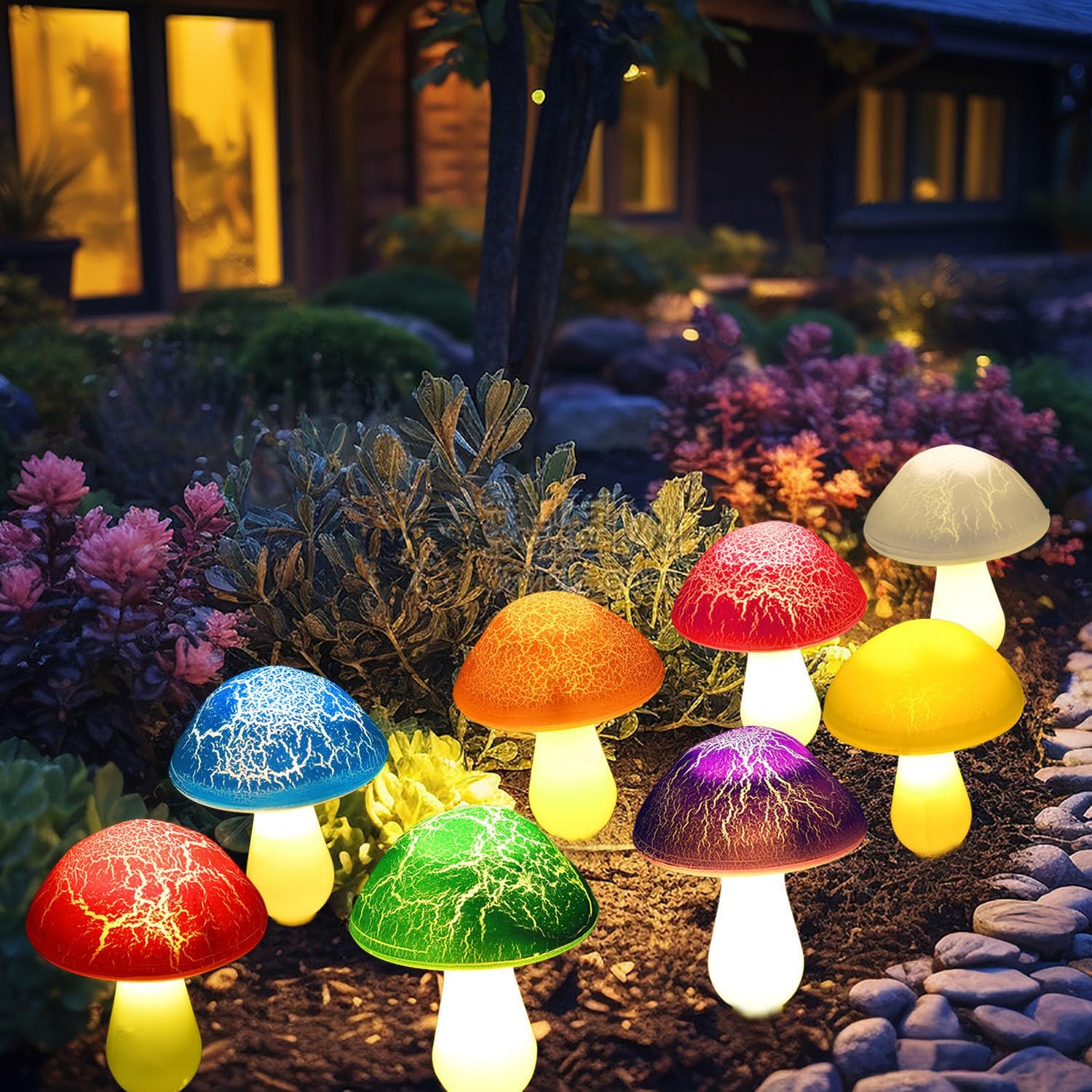 Kit De Lumières Solaires De Jardin — Champignons Lumineux Décoratifs