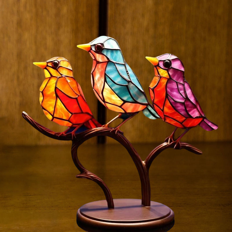 Ornamento Decorativo – Pássaros Pousados Sobre Um Ramos 
