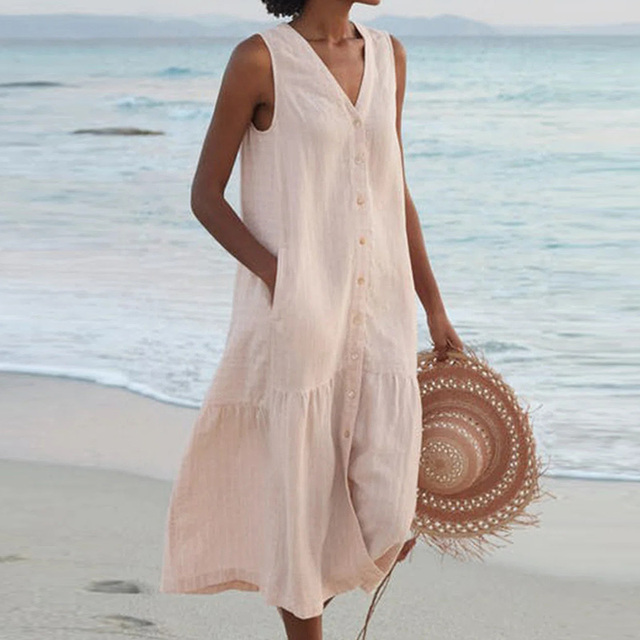 Sandrine | Leichte Sommerkleid – Eleganz und V-Ausschnitt 