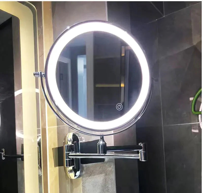 Miroir De Maquillage – Éclairage LED,  Effet Grossissant Et Sans Fil
