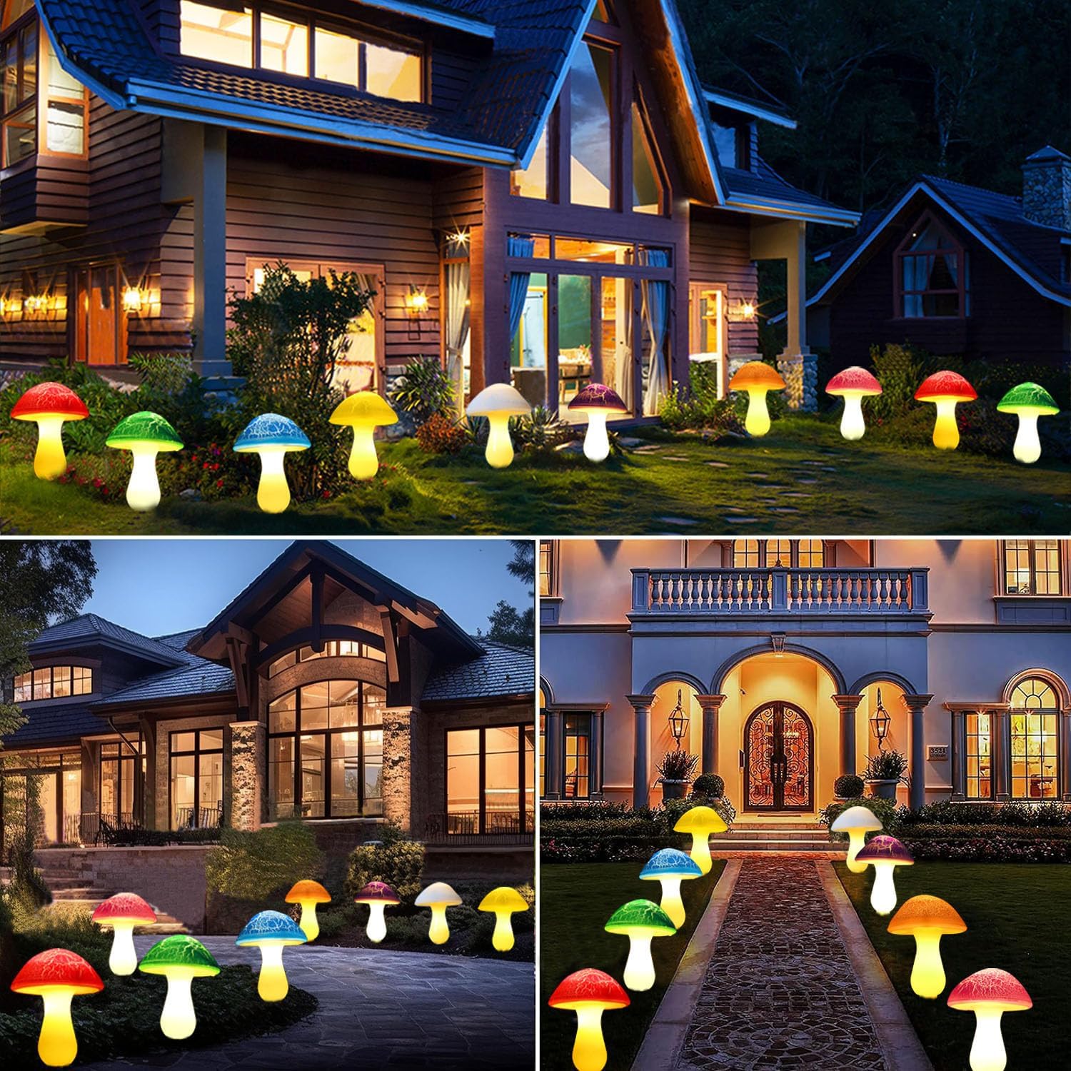 Kit de Luzes Solares de Jardim — Cogumelos Luminosos Decorativos 