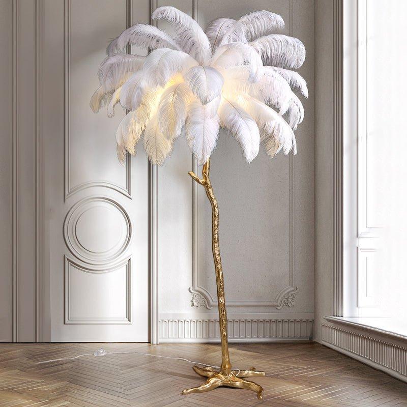 Lyxig Solfjäderlampa – Elegant Skärm Med Fjädrar 