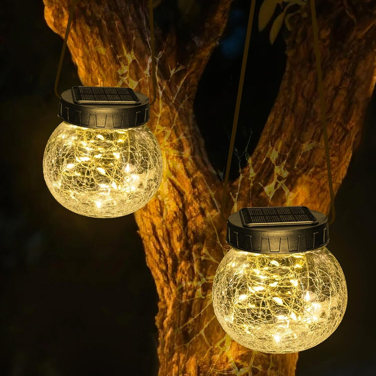 Závesná solárna lampa — elegancia v popraskanom skle 