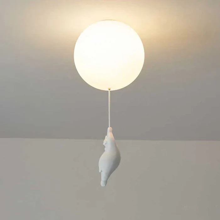 Lampa sufitowa dla dzieci — zawieszone misie na świecących balonach 