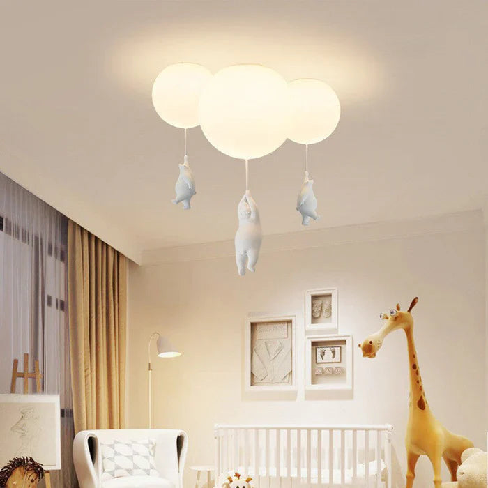 Taklampe Barn — Hengende Bamse Med Lysballonger 
