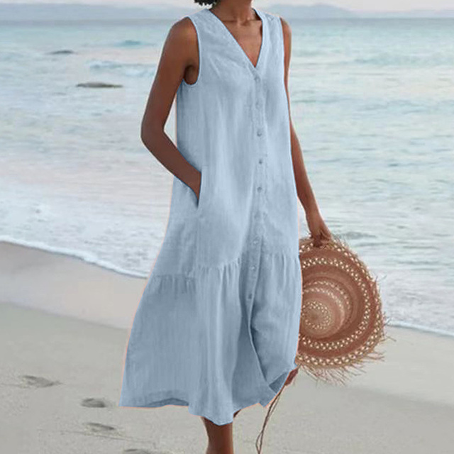Sandrine | Leichte Sommerkleid – Eleganz und V-Ausschnitt 