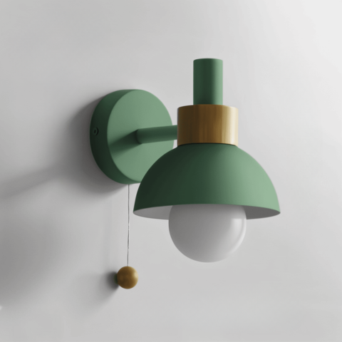 Pastellfarbene Wandleuchte mit Zugschalter - Sanfte Beleuchtung & Moderner Stil