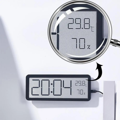 Relógio de Parede Digital LED – Exibição Clara e Sensores Integrados 