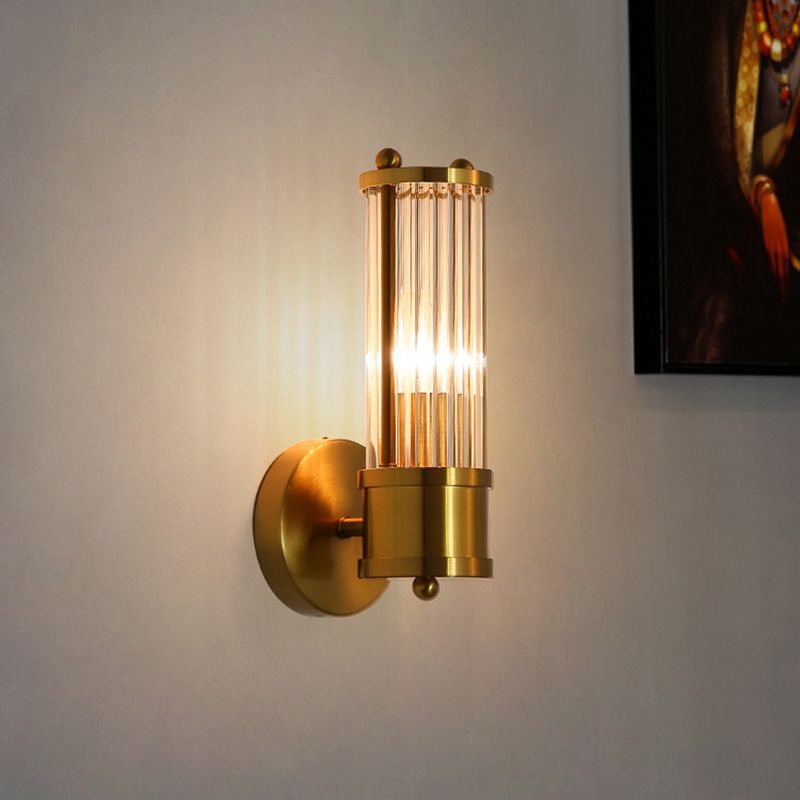 Luminaire Mural Cylindrique Moderne - Style Moderne Doré En Métal Et Verre