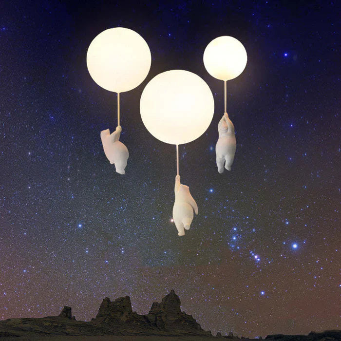 Taklampe Barn — Hengende Bamse Med Lysballonger 