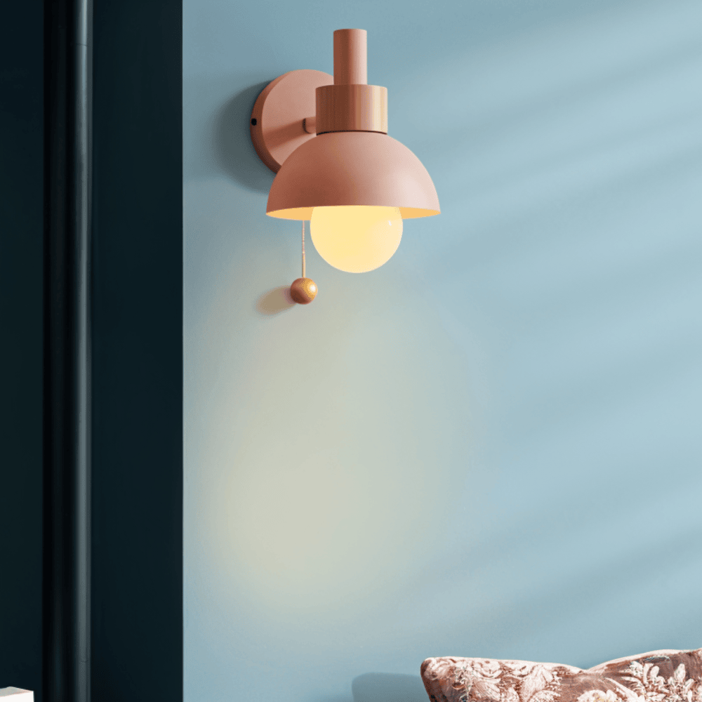 Pastelkleurige wandlamp met trekschakelaar - Zachte verlichting & moderne stijl