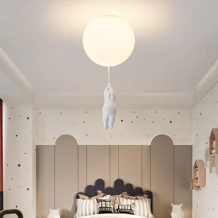Taklampe Barn — Hengende Bamse Med Lysballonger 