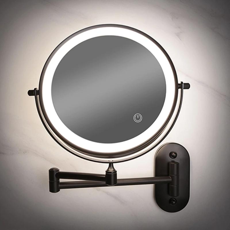 Miroir De Maquillage – Éclairage LED,  Effet Grossissant Et Sans Fil