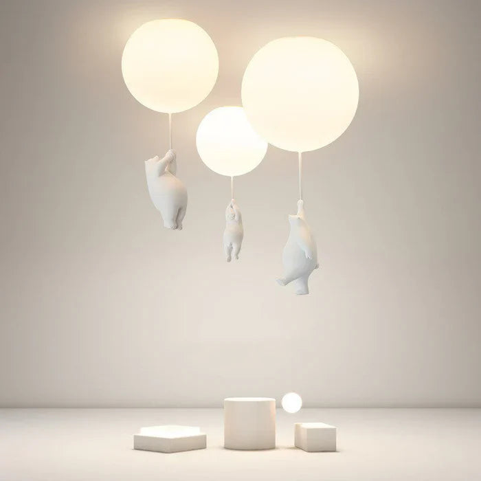 Taklampe Barn — Hengende Bamse Med Lysballonger 