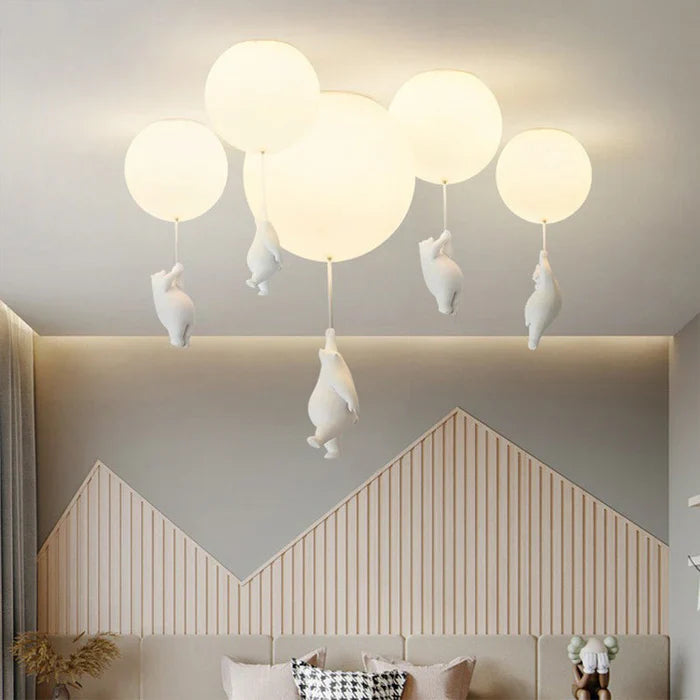 Taklampe Barn — Hengende Bamse Med Lysballonger 