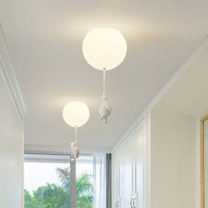 Taklampe Barn — Hengende Bamse Med Lysballonger 