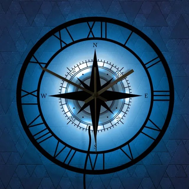 Nautical Compass Wall Clock – Chic and Functional Decorative Touch 